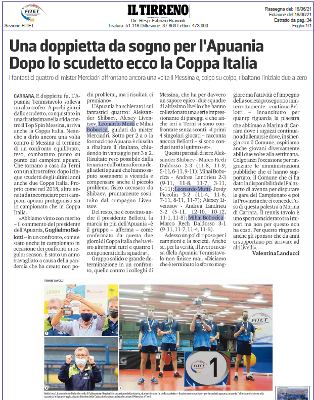 Apuania Il Tirreno Coppa Italia