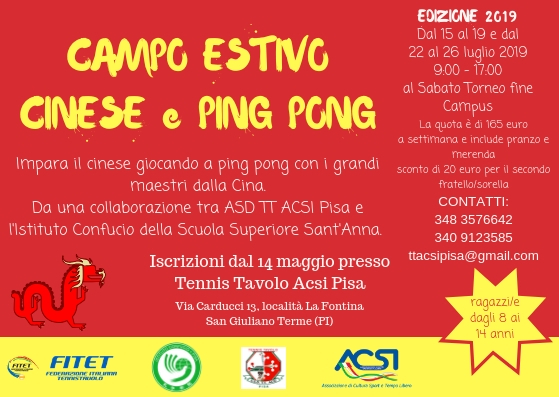 PING PONG Summer Camp 2019